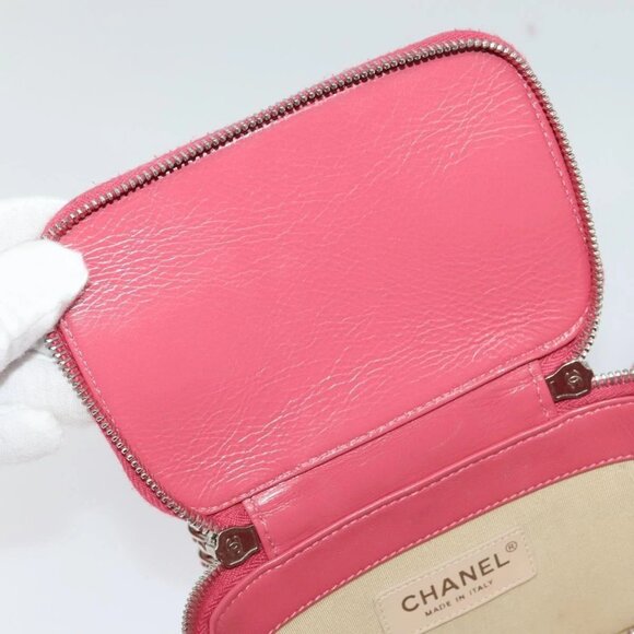 CHANEL Wicker Vanity Chain Shoulder Bag Rattan 2way Pink Silver CC Auth - Picture 15 of 16